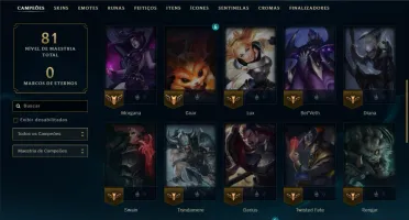 Diamante 3 com 40 Champs e 12 Skins