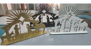 Presépio de Natal em MDF 20 x 13 cm