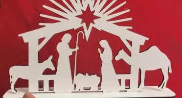 Presépio de Natal em MDF 20 x 13 cm