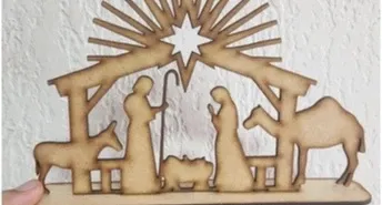 Presépio de Natal em MDF 20 x 13 cm