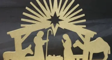Presépio de Natal em MDF 20 x 13 cm