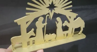 Presépio de Natal em MDF 20 x 13 cm