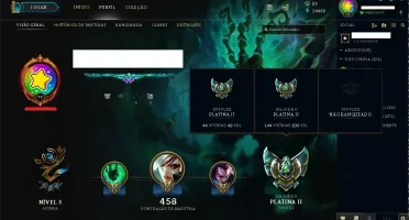 Conta Platina II, todos os campeões, 76 skin e +