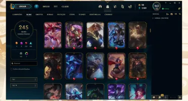 Conta lol com muitas skins lendárias, épicas e sem elo.