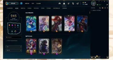 Conta lol com muitas skins lendárias, épicas e sem elo.