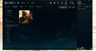 Conta lol com muitas skins lendárias, épicas e sem elo.