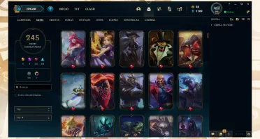 Conta lol com muitas skins lendárias, épicas e sem elo.