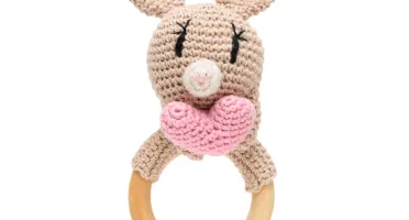 Mordedor Coelho Rosa Coração Amigurumi