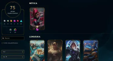 Conta Lol Ouro, 75 Skins, com Mítica e Lendárias, 32K Ea