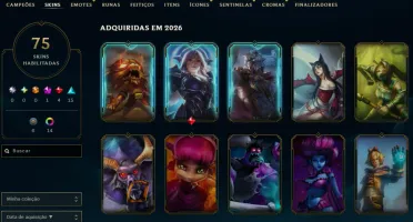 Conta Lol Ouro, 75 Skins, com Mítica e Lendárias, 32K Ea