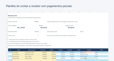 Planilha Contas a Receber com Pagamentos Parciais