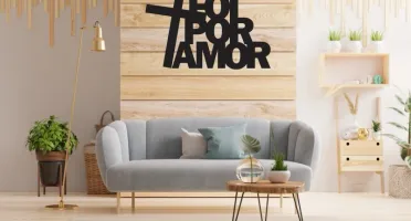 Frase de Parede Foi Por Amor em MDF Preto
