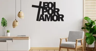 Frase de Parede Foi Por Amor em MDF Preto