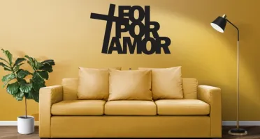 Frase de Parede Foi Por Amor em MDF Preto