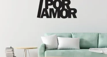 Frase de Parede Foi Por Amor em MDF Preto