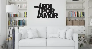 Frase de Parede Foi Por Amor em MDF Preto