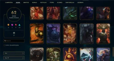 Conta prata 3 com 62 skins e 131 champs