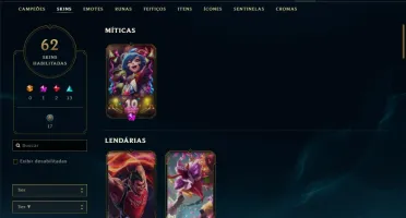 Conta prata 3 com 62 skins e 131 champs