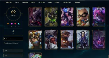Conta prata 3 com 62 skins e 131 champs