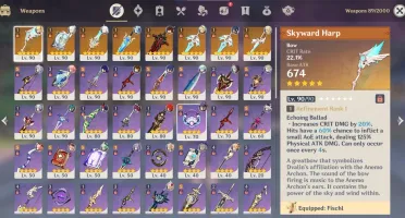 ✨CONTA GENSHIN AR59⭐13 LENDÁRIOS e ⭐7 ARMAS 5⭐ SEM VÍNCULOS✨