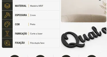 Frase Qual a Sua Cor Hoje em MDF Preto 80 x 10 cm