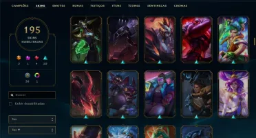 Conta LOL - 194 skins sendo 2 ult, 1 Mit, 4 Lend, 29 Epicas