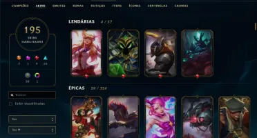 Conta LOL - 194 skins sendo 2 ult, 1 Mit, 4 Lend, 29 Epicas