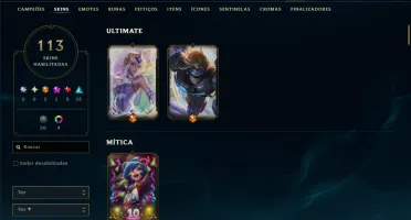 Ouro 4 com TODOS os Champs e 113 Skins ( MID / JG / TOP )