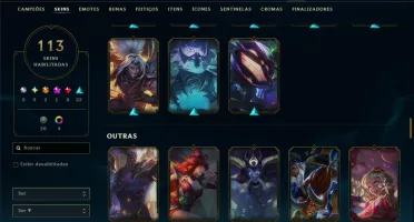 Ouro 4 com TODOS os Champs e 113 Skins ( MID / JG / TOP )