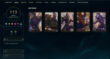 Ouro 4 com TODOS os Champs e 113 Skins ( MID / JG / TOP )