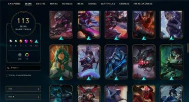 Ouro 4 com TODOS os Champs e 113 Skins ( MID / JG / TOP )