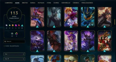 Ouro 4 com TODOS os Champs e 113 Skins ( MID / JG / TOP )