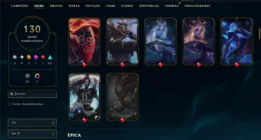 Unranked com 130 Champs e 130 Skins ( TOP / JG / MID )