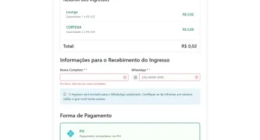 Sistema de Venda de Ingressos + Sistema de Checkout Pix