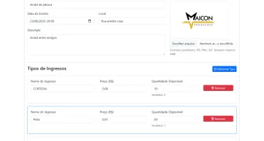 Sistema de Venda de Ingressos + Sistema de Checkout Pix