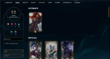 Platina 1 com 70 Champs e 52 Skins + 3 Prestigios + RP