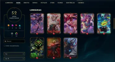 Platina 1 com 70 Champs e 52 Skins + 3 Prestigios + RP