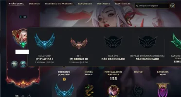 Platina 1 com 70 Champs e 52 Skins + 3 Prestigios + RP