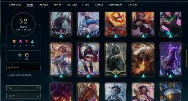 Platina 1 com 70 Champs e 52 Skins + 3 Prestigios + RP