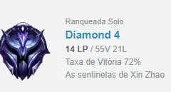 CONTA DIAMANTE 4 MMR D2 72% WR GANHANDO 26 E PERDENDO 12 PDL