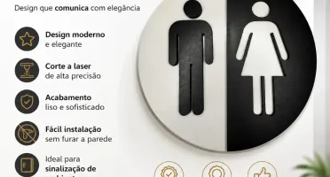 Placa de Banheiro Masculino e Feminino em MDF 20 cm