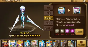 Reroll Summoners War lvl10 com Battle Angel Light - Veronica