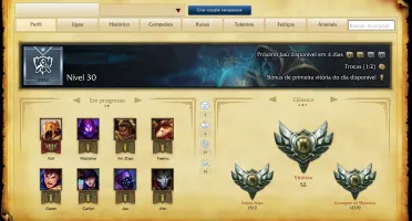CONTA LEAGUE OF LEGENDS BRONZE 5 + 8 SKINS + 29 CAMPEÕES