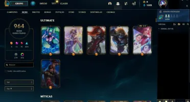 CONTA RARA LOL 2011, 964 SKINS