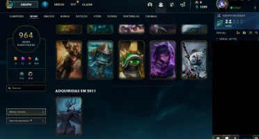 CONTA RARA LOL 2011, 964 SKINS