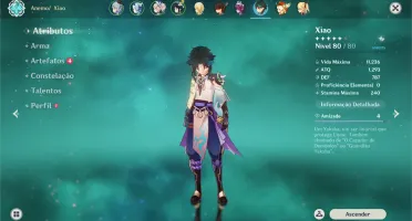 Genshin Impact AR55 9 Personagem 5*/ 6 Armas 5*