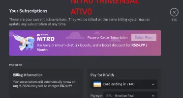 Conta discord 2017 Com Nitro Trimensal