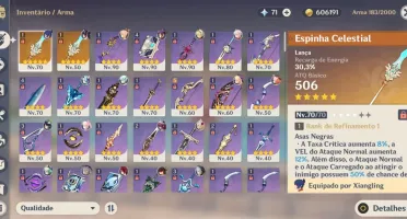 Conta Genshin Impact AR 55 - Ayaka, Kazuha, Kokomi e mais...