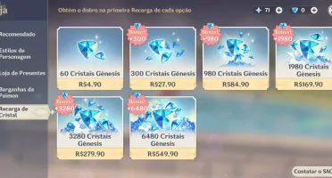 Conta Genshin Impact AR 55 - Ayaka, Kazuha, Kokomi e mais...