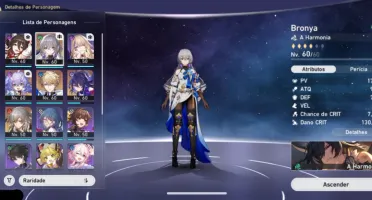 Honkai Star Rail - Conta lv 45 com 4 personagens 5 estrelas